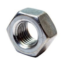 Metal nuts with six-sided outer shapes.