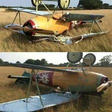 An aircraft resting flat after a belly landing.
