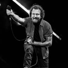 Portrait of Eddie Vedder performing with Pearl Jam