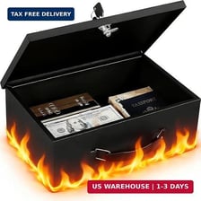 Small fireproof lockboxes with lids for storing documents and valuables