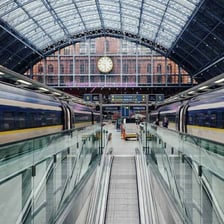 A Eurostar high-speed passenger train used on the London–Paris route