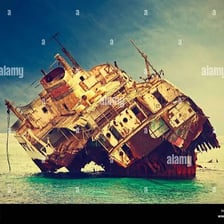 A boat stranded in the waters of the Red Sea.