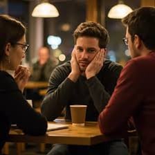 Two friends listening attentively to each other during an emotional conversation