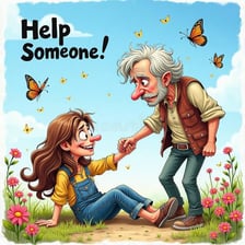 A kind person offering help to another person