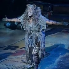 A stage performance of Grizabella singing “Memory” in Cats