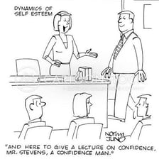 An illustration of one person deceiving another.