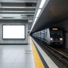 Train approaching a station platform