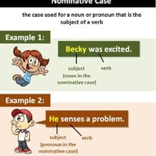 Educational diagram showing the nominative case marking a sentence subject