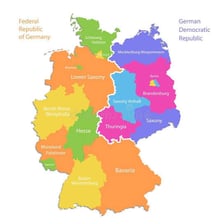 A map divided into several colored administrative regions.