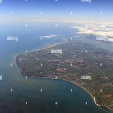Aerial view of the Isle of Wight off England’s southern coast