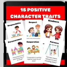 An illustration representing personal traits such as kindness, courage, and patience.