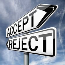 An invitation or application visibly marked as rejected.