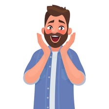A person showing an intense joyful reaction