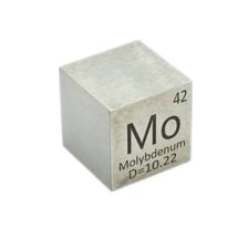 A silvery-gray sample of molybdenum metal