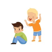 An illustration of one person mocking another