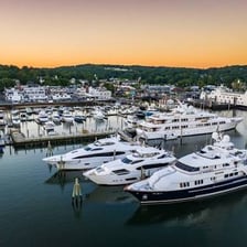 Boats moored at a marina