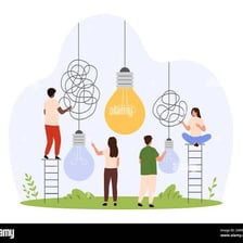 Illustration of a person realizing or understanding a complex idea
