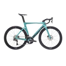A Bianchi bicycle displaying the brand’s distinctive Italian styling