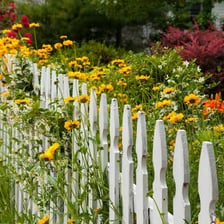 A traditional fence made from closely spaced wooden stakes.