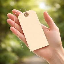 A hand fastening an identifying tag to an object