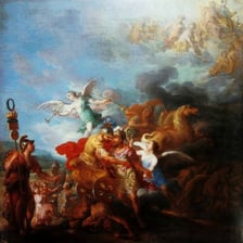 Allegorical artwork depicting a figure being glorified and elevated toward the heavens