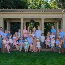A large family gathered together for a reunion