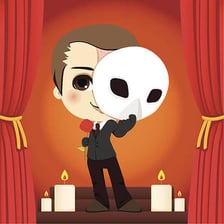 Illustration of the masked Phantom from The Phantom of the Opera.