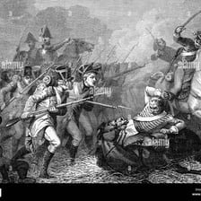 A scene depicting people conducting an organized campaign or conflict