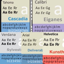 A comparison showing sample text set in the Geneva and Helvetica typefaces