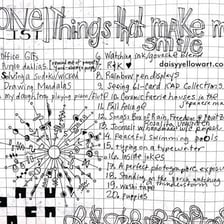A lengthy written list containing many individual items