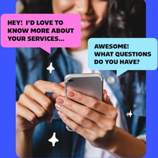 A smartphone displays a conversation of text messages.