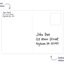 A postcard prepared for mailing through the postal service