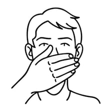 An illustration depicts a person being prevented from speaking.