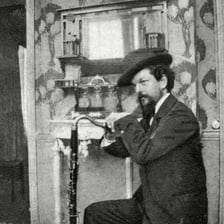 A portrait of French composer Claude Debussy