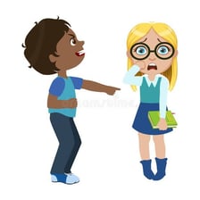 Illustration of one person belittling another