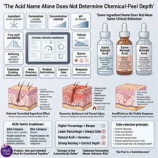 A medical chemical peel treatment alongside a chemistry reaction