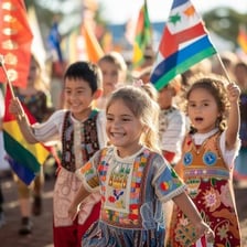 People from a cultural community participating in a traditional celebration