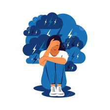 A person visibly expressing intense distress and anxiety.
