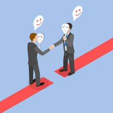 An illustration depicting dishonest business conduct and fraud