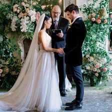 A couple exchanging vows during a wedding ceremony