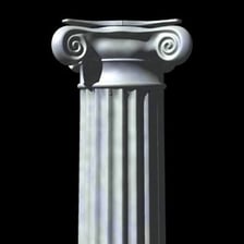 Classical column decorated with vertical flutes, or ornamental grooves.