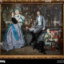 A formal portrait representing members of a historical aristocratic class