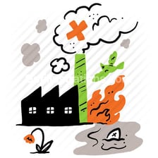 An illustration depicting damage caused to the environment.