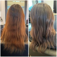 Illustration showing hair changing from its original color to gray