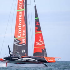 Racing yachts competing in an America's Cup event