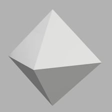 A regular octahedron with eight triangular faces.
