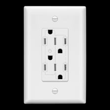 Electrical wall outlets with plugs inserted.