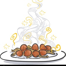 Visible wisps of aroma rising from a hot meal