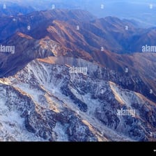 Aerial view of the Andes mountain range in South America