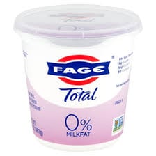 Containers of FAGE Greek yogurt products